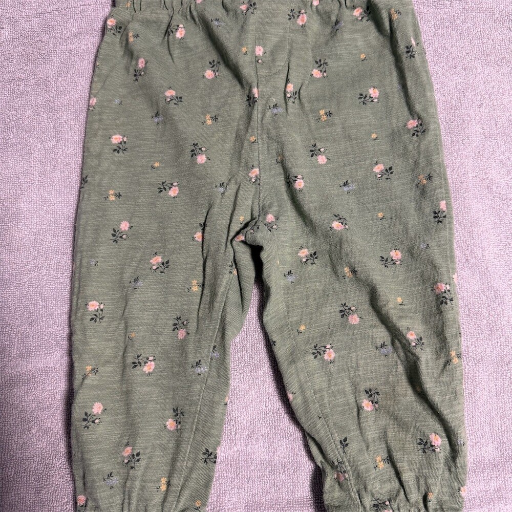 Baby GAP Toddler Girls Jogger Pants Green Floral Size 12-18 Months